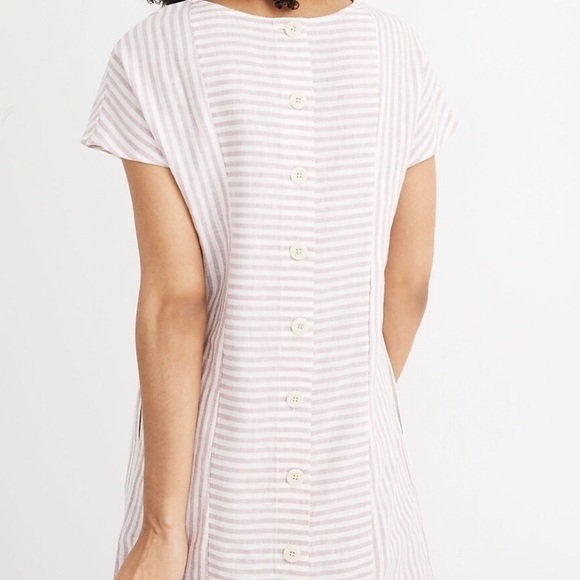 MADEWELL Stripe-Play Button-Back Dress MEDIUM - Picture 8 of 9